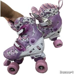 Kids Adjustable Purple Unicorn Roller Skates